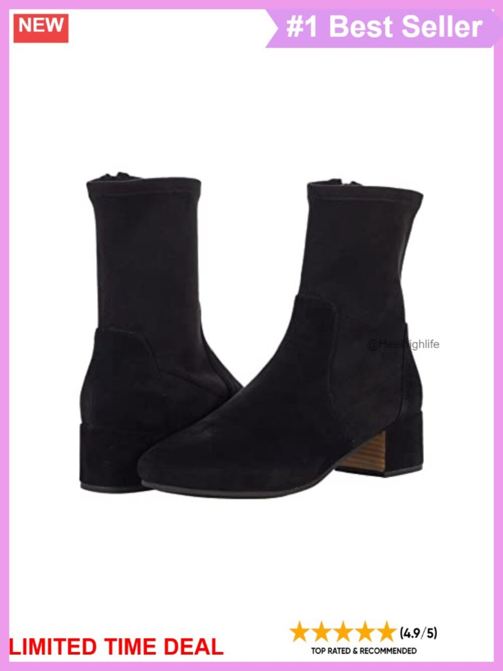 Womens Ankle Bootie Block Heel Round Toe Leather Rubber Sole Fall Casual